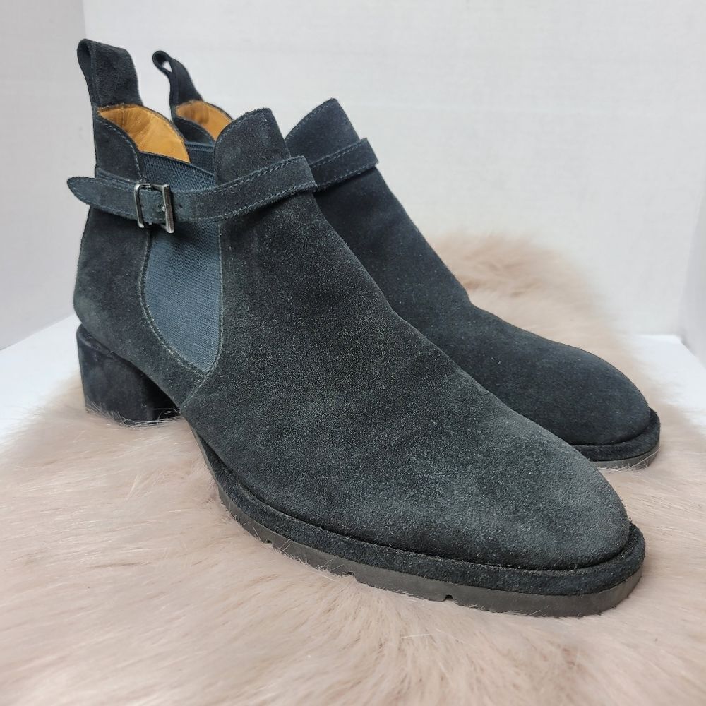Cole Haan Black Suede Women's Monk Strap Black Boots Shoes Size 9 AA